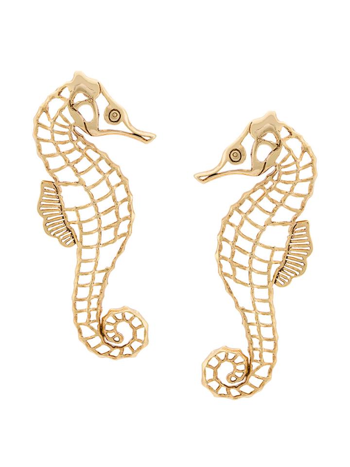 Oscar De La Renta Seahorse Clip Earrings - Metallic