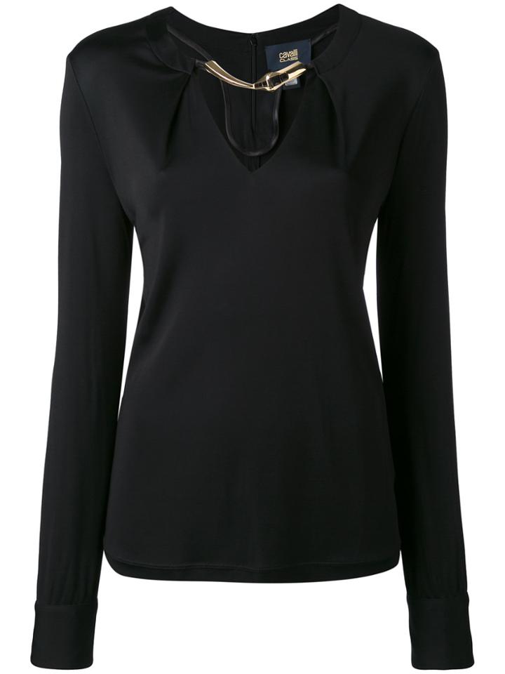 Cavalli Class Snake Trim Blouse - Black