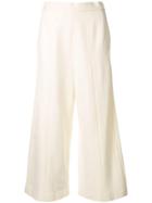 Anteprima Cropped Wide Leg Trousers - White