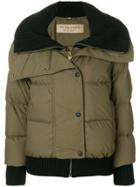 Burberry Ribbed Trim Puffer Jacket - Green