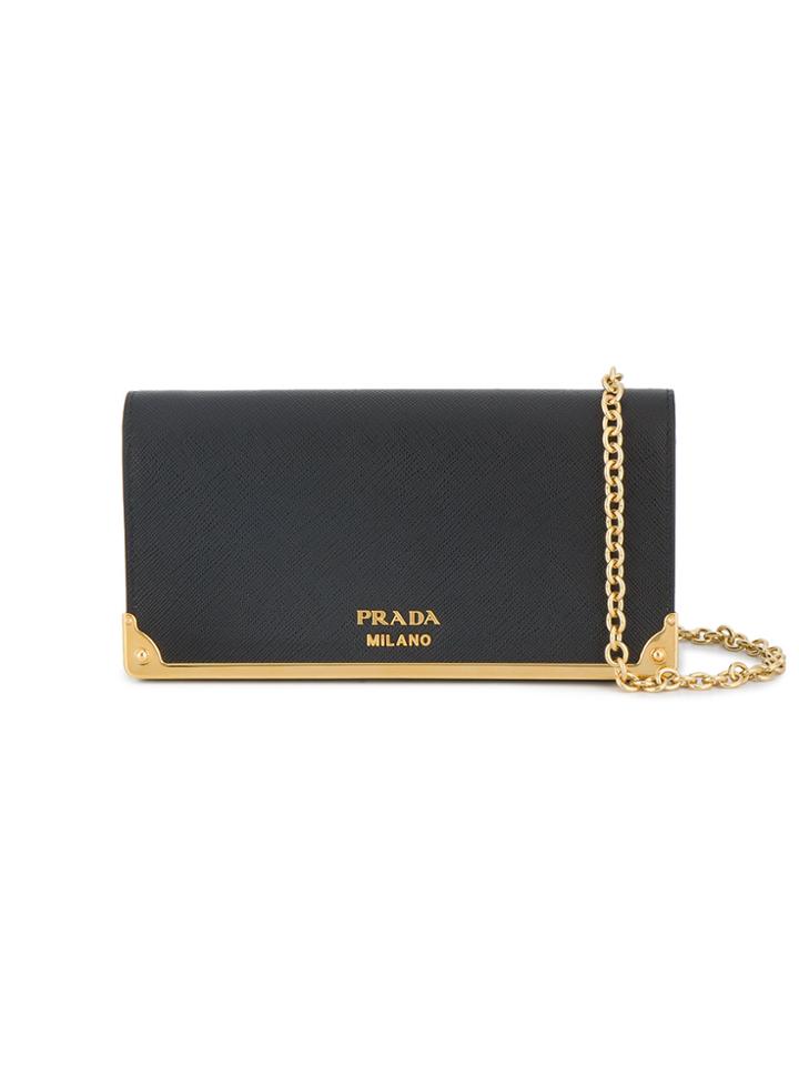 Prada Leather Wallet On Chain - Black
