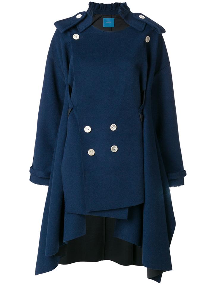 Undercover Ruffled Asymmetric Double-breasted Coat - Blue