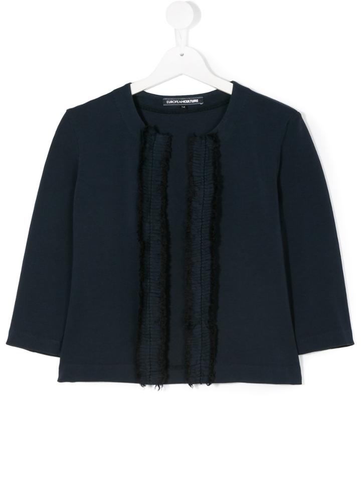 European Culture Kids Ruffle-trimmed Top - Blue