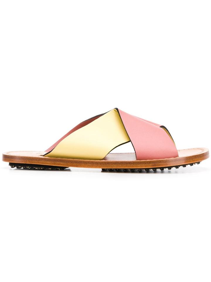 Marni Contrast Panels Slides - Pink