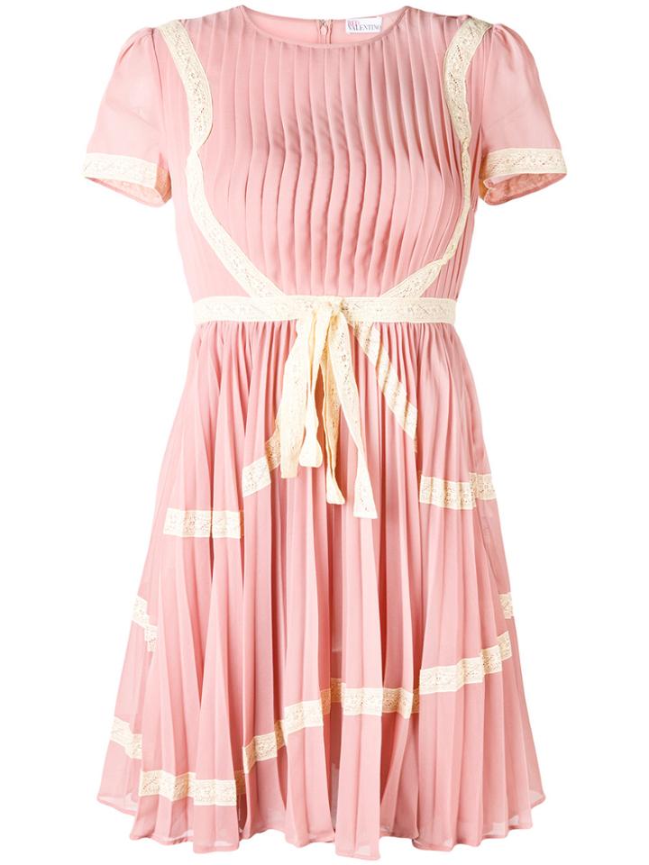 Red Valentino Pleated Detail Fitted Dress - Pink & Purple