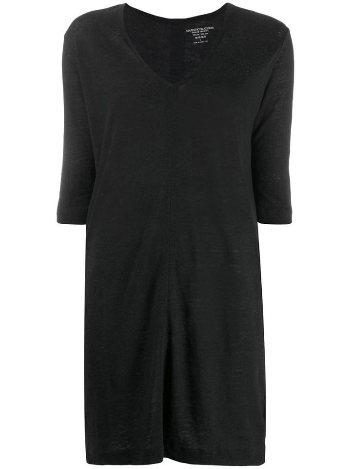 Majestic Filatures V-neck Sweater Dress - Black