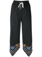 See By Chloé - Embroidered Hem Joggers - Women - Cotton/polyester - 38, Women's, Black, Cotton/polyester