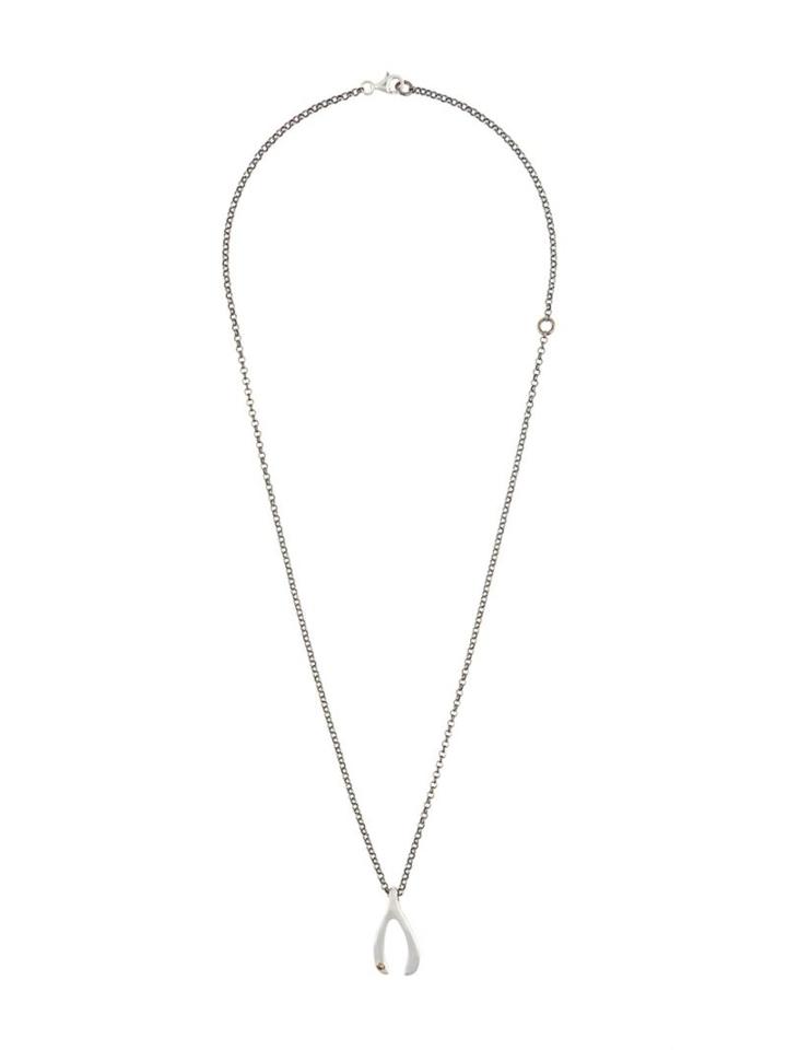 Rosa Maria Wishbone Diamond Pendant Necklace, Adult Unisex, Metallic