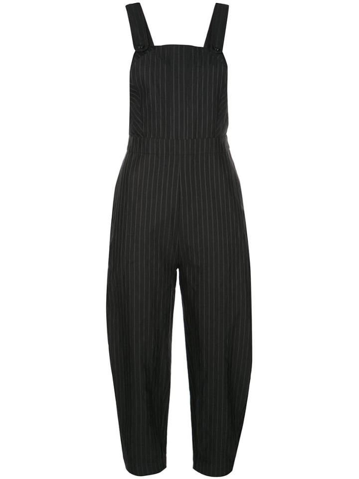 Renli Su Striped Dungarees - Black