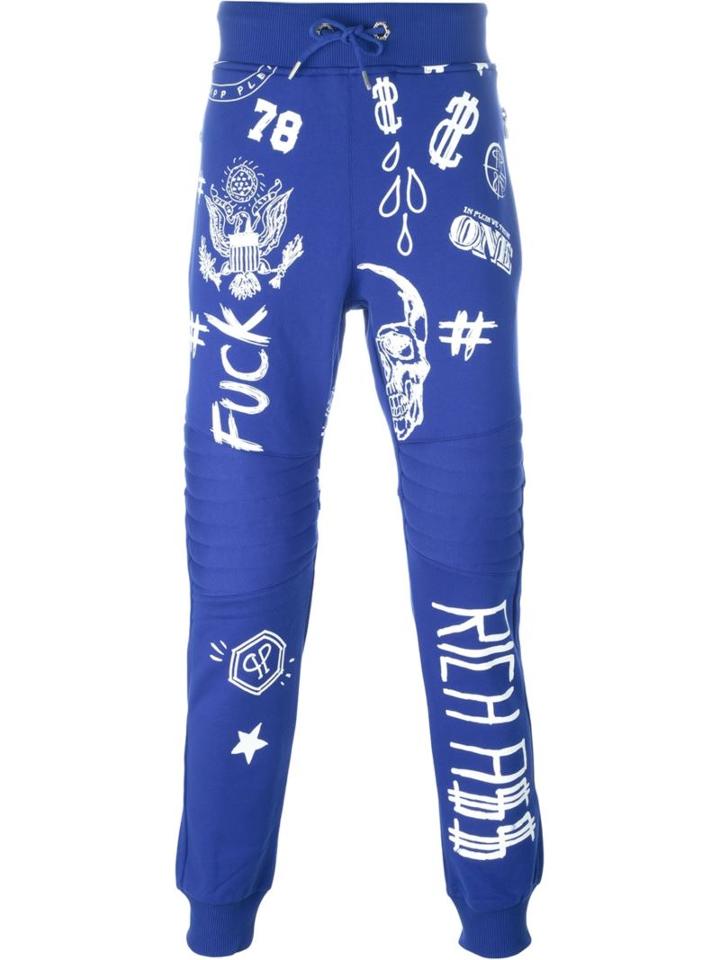 Philipp Plein Number One Track Pants, Men's, Size: S, Blue, Cotton