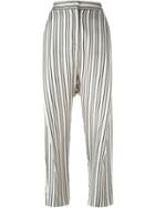 Alberto Biani Striped Trousers, Women's, Size: 42, Grey, Silk