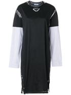 Prada Striped Sleeve Overprint Dress - Black