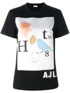 Au Jour Le Jour Square Print T-shirt, Women's, Size: 40, Black, Cotton/polyester