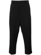 Rick Owens Drop-crotch Cropped Trousers, Men's, Size: 52, Black, Virgin Wool/viscose/cupro