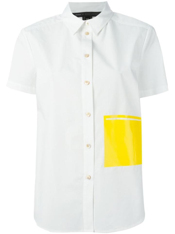 Marc By Marc Jacobs Printed Square Shirt, Women's, Size: Large, White, Cotton/spandex/elastane