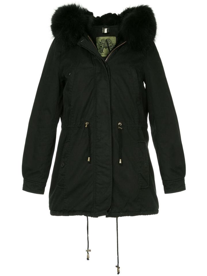 Alessandra Chamonix Clementine Raccoon Fur Trimmed Hood Parka - Black