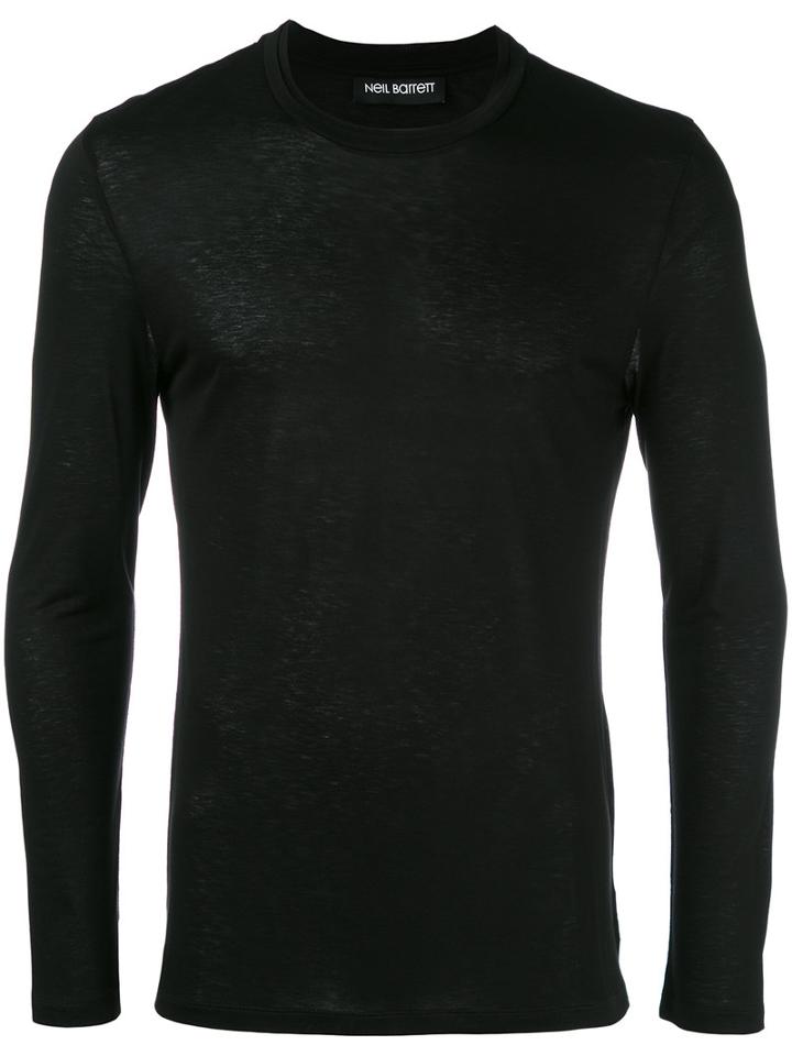 Neil Barrett Long Sleeved T-shirt, Men's, Size: Small, Black, Viscose
