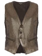 Ann Demeulemeester Buttoned Metallic Vest, Women's, Size: 40, Black, Cotton/linen/flax/nylon/virgin Wool