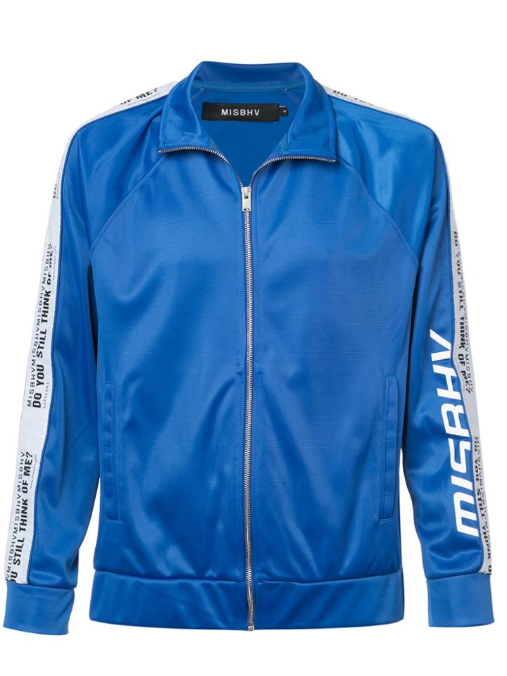 Misbhv Logo Printed Stripe Zipped Jacket - Blue