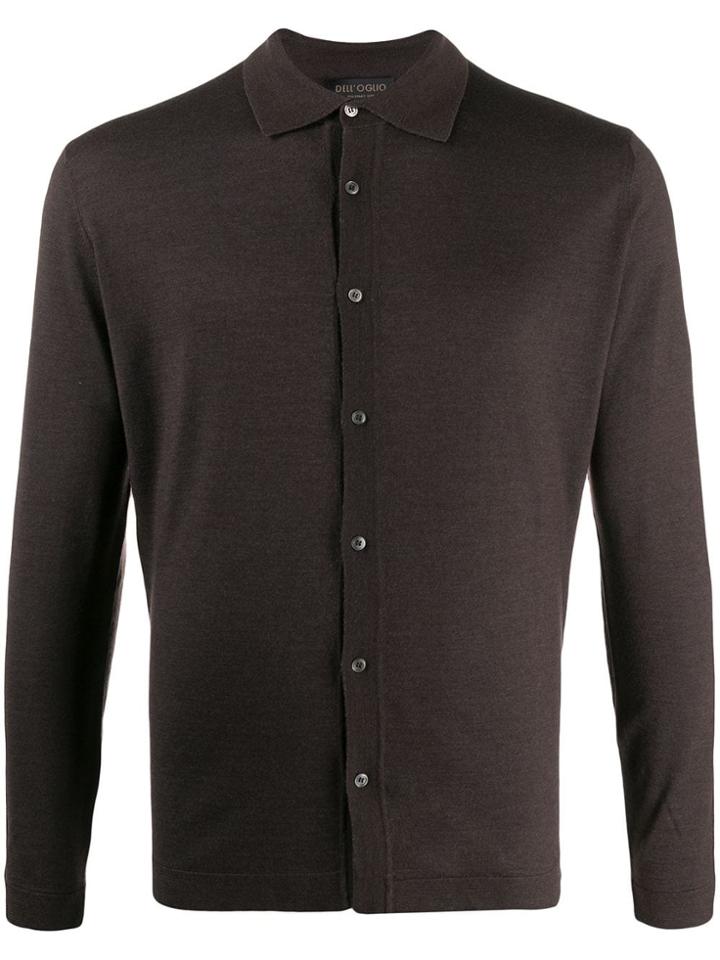 Dell'oglio Ribbed-knit Collared Sweatshirt - Brown