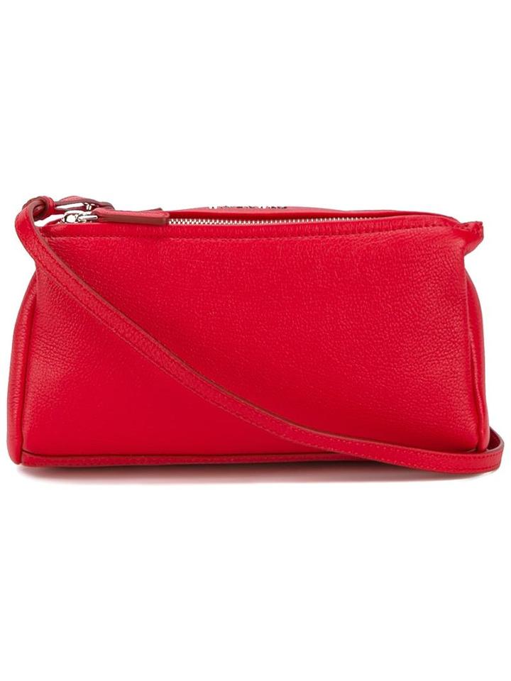 Givenchy Mini Leather Pandora Shoulder Bag, Women's, Red, Goat Skin/cotton