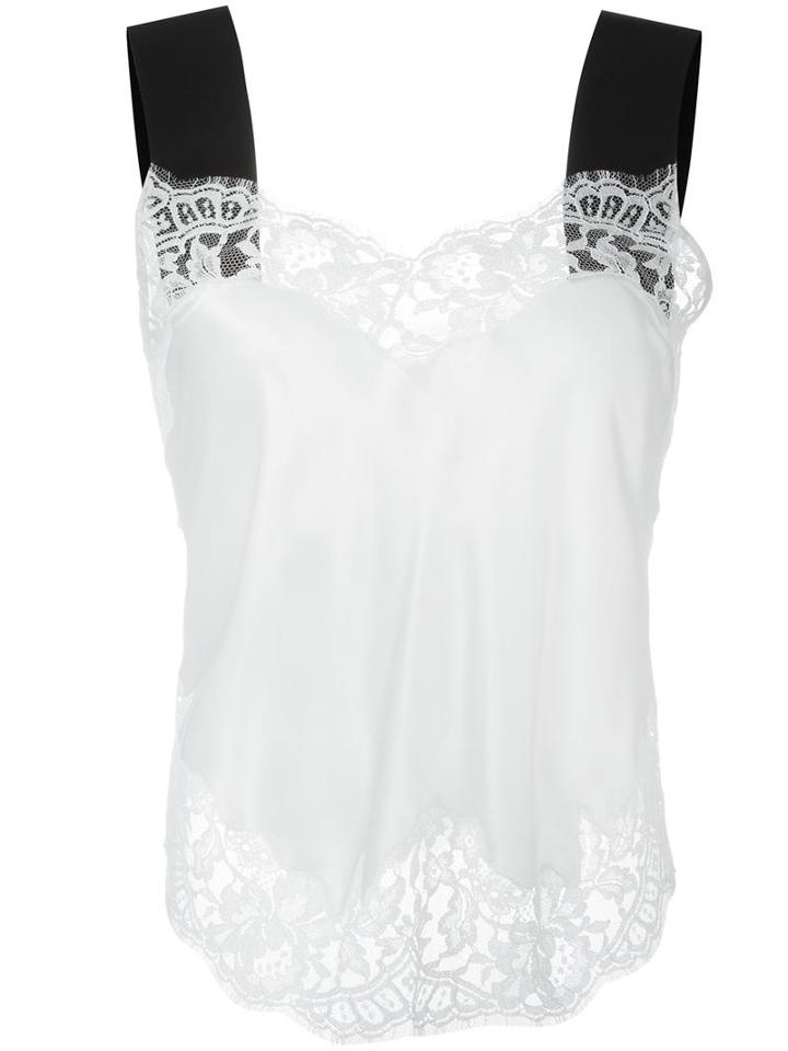 Givenchy Contrast Strap Lace Camisole, Women's, Size: 38, White, Silk/cotton/polyamide