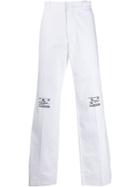 Raf Simons Embroidered Straight-leg Trousers - White