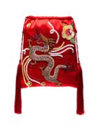 Attico Sequin Embellished Dragon Bracelet Bag - Red