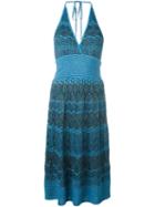 M Missoni Zig Zag Crochet Knit Halterneck Dress