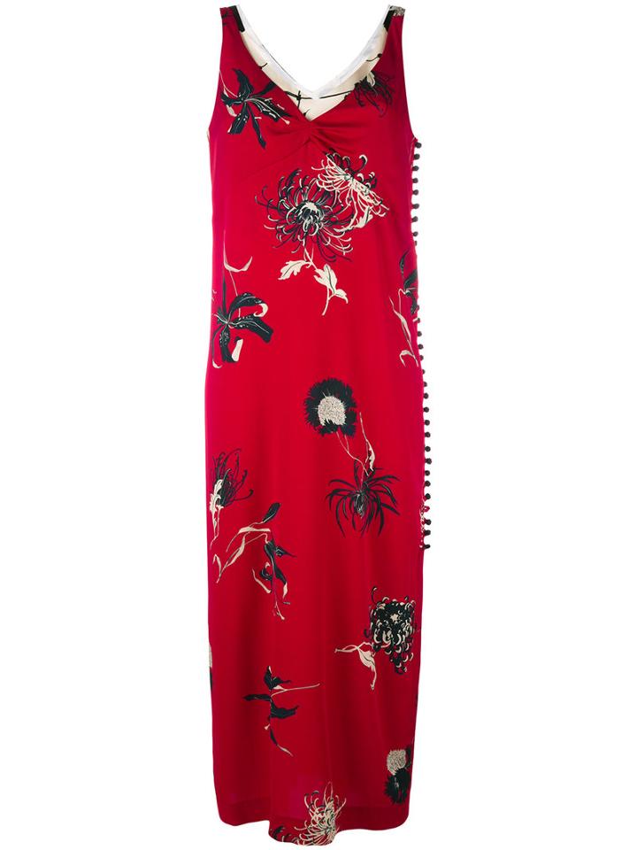 Dries Van Noten - Floral Print Slip Dress - Women - Silk/spandex/elastane - 38, Women's, Red, Silk/spandex/elastane
