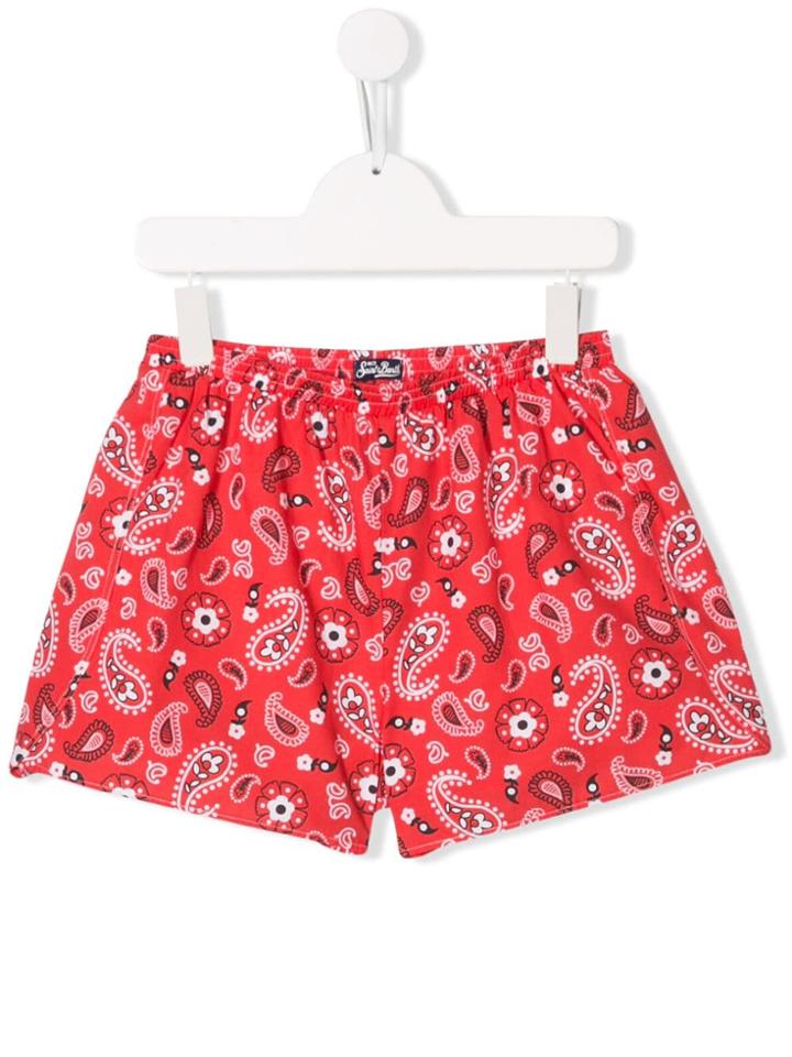 Mc2 Saint Barth Kids Paisley Print Shorts - Red