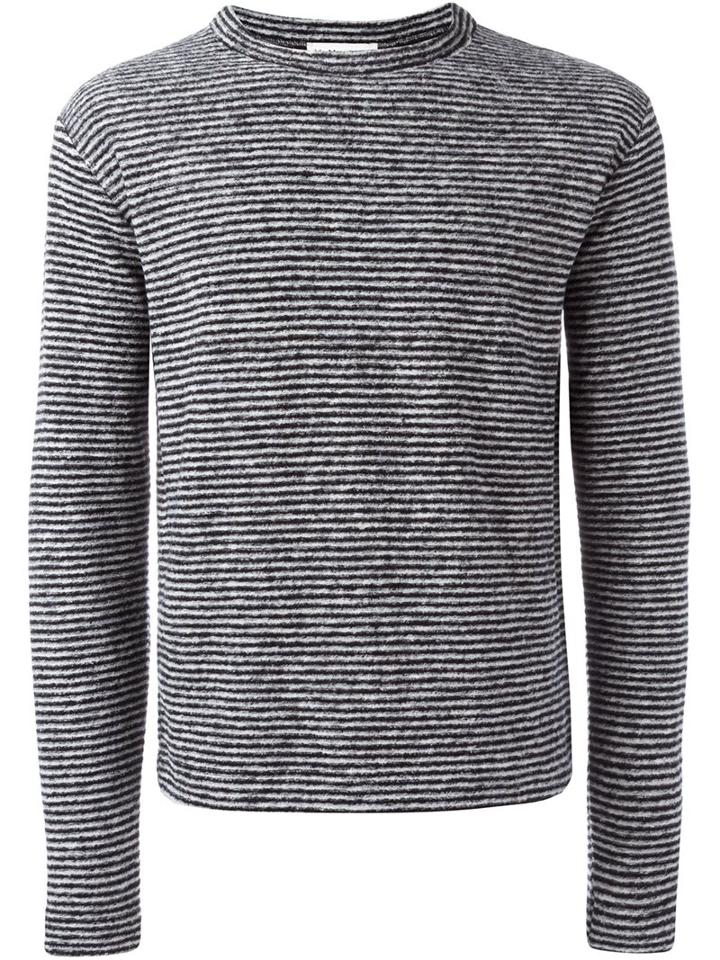 Ymc Round Neck Striped Pullover, Men's, Size: Medium, Black, Acrylic/polyester/wool