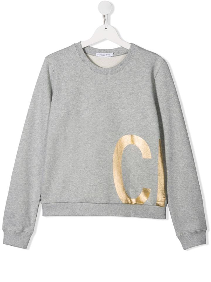 Calvin Klein Kids Teen Metallic Print Sweater - Grey