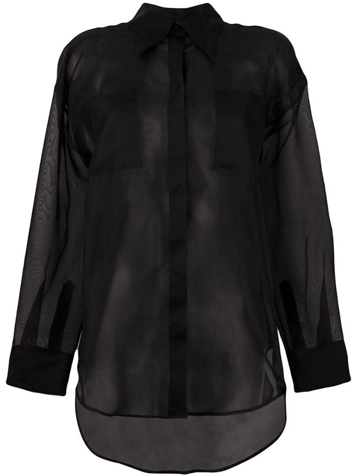 Msgm Sheer Loose Fit Shirt - Black