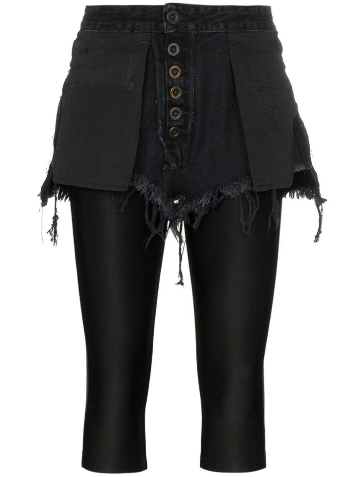 Unravel Project Reverse Short Stretch Cotton Leggings - Black