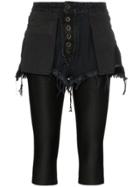 Unravel Project Reverse Short Stretch Cotton Leggings - Black