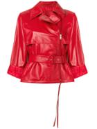 Prada Belted Loose-fit Biker Jacket - Red