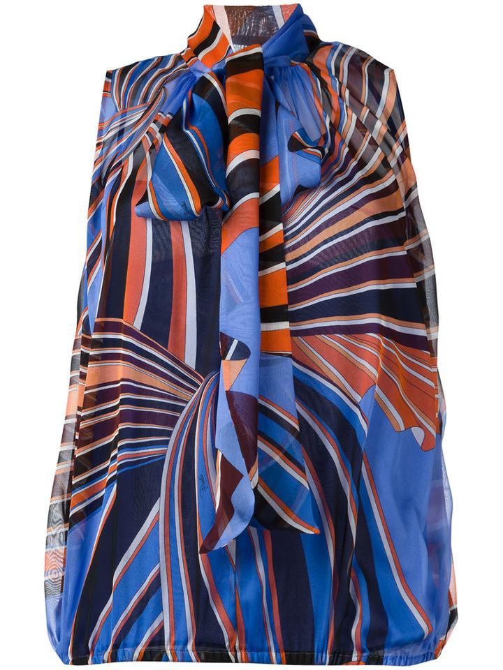 Emilio Pucci Pussy-bow Fastening Blouse, Women's, Size: 42, Blue, Silk