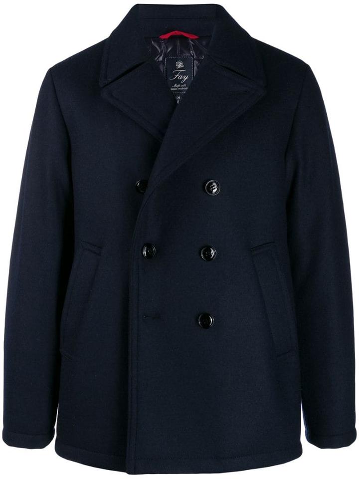 Fay Short Double-breasted Coat - Blue