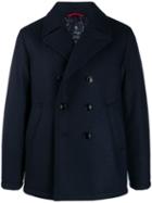Fay Short Double-breasted Coat - Blue