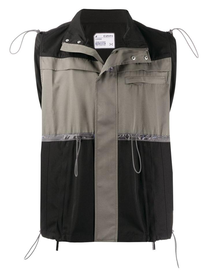 C2h4 Colour Block Drawstring Vest - Black