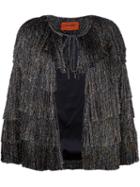 Missoni Glitter Effect Fringed Jacket, Women's, Size: 40, Black, Rayon/cupro/polyester/silk