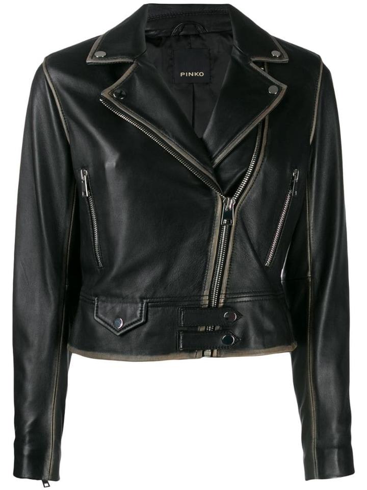 Pinko Faded Hem Biker Jacket - Black
