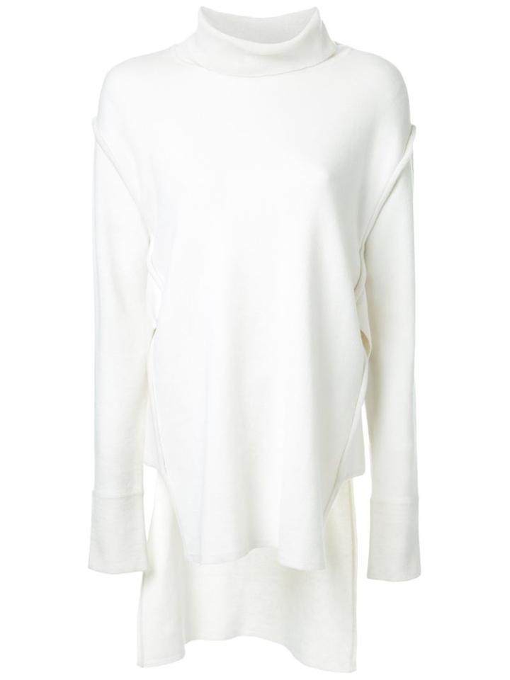 Fad Three Long Tail Knitted Blouse, Women's, White, Acrylic/nylon/wool