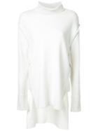 Fad Three Long Tail Knitted Blouse, Women's, White, Acrylic/nylon/wool