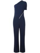 Stella Mccartney 'elisa' Cady One-shoulder Jumpsuit, Women's, Size: 40, Blue, Viscose/acetate/spandex/elastane