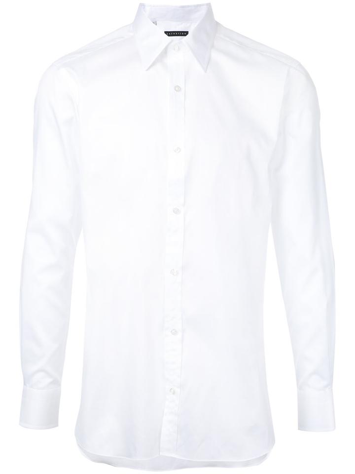Estnation Long-sleeve Shirt, Men's, Size: 42, White, Cotton