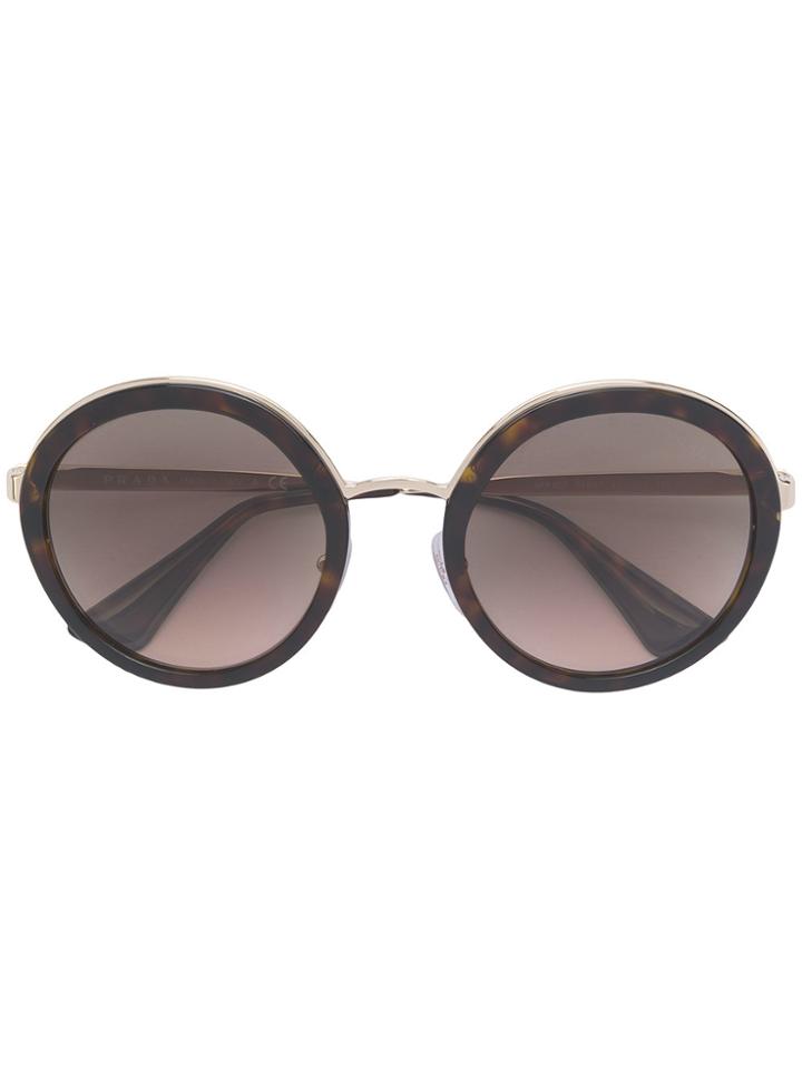 Prada Eyewear Oversized Round Frame Sunglasses - Brown