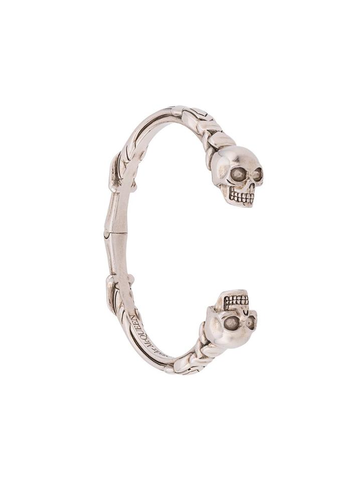 Alexander Mcqueen Twin Skull Cuff - Metallic