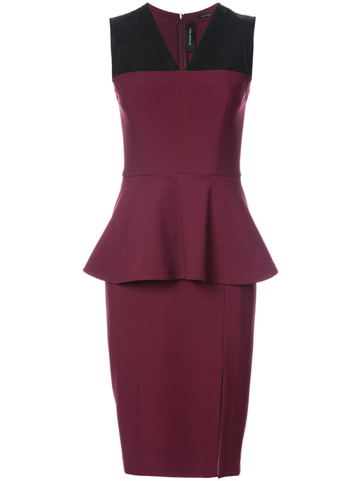 Yigal Azrouel - Bicolour Peplum Dress - Women - Polyamide/spandex/elastane/viscose - 6, Red, Polyamide/spandex/elastane/viscose